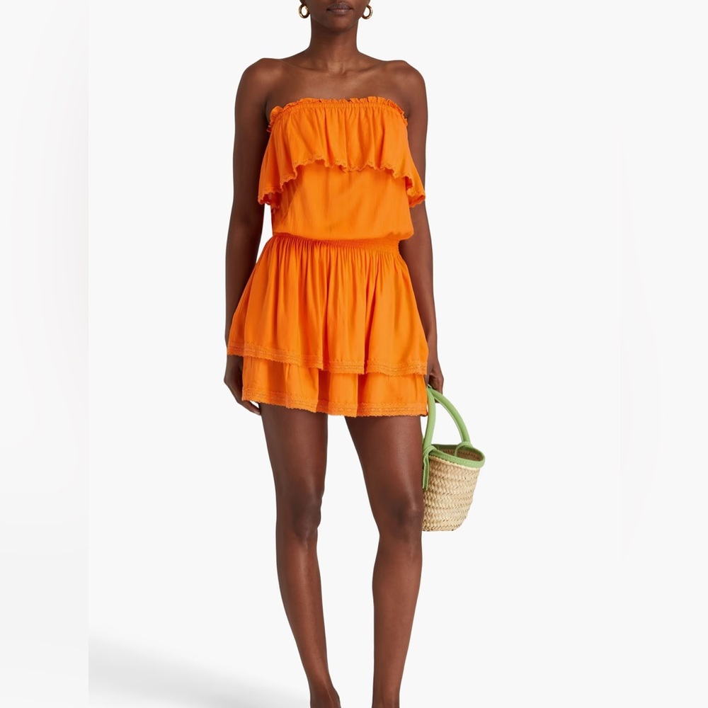 MELISSA ODABASH Salma strapless ruffled voile mini dress